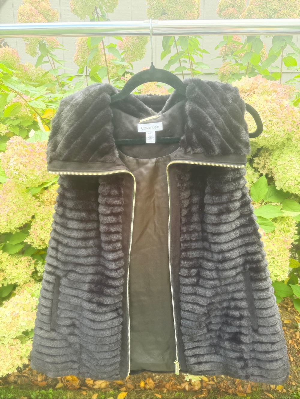 Calvin Klein Black Faux Fur Hooded Jacket